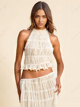 Laden Sie das Bild in den Galerie-Viewer, Charm Pleated Drawstring Waist Tiered Maxi Skirt