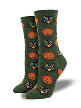 Load image into Gallery viewer, Pumpkin and Cat Halloween Socks