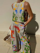 Carica l&#39;immagine nel visualizzatore di Gallery, Unique Print Tank And Elastic Waist Pocketed Pants Set