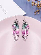 Görseli Galeri görüntüleyiciye yükleyin, Butterfly Wing Iridescent Rhinestone Cicada Wing Crystal Earrings