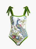 Peacock Print Tummy Control One-Piece Swimsuit