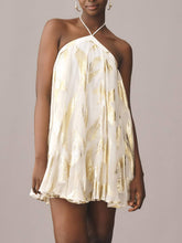 Laden Sie das Bild in den Galerie-Viewer, Sequins Hanging Neck Halter Print Swing Mini Dress