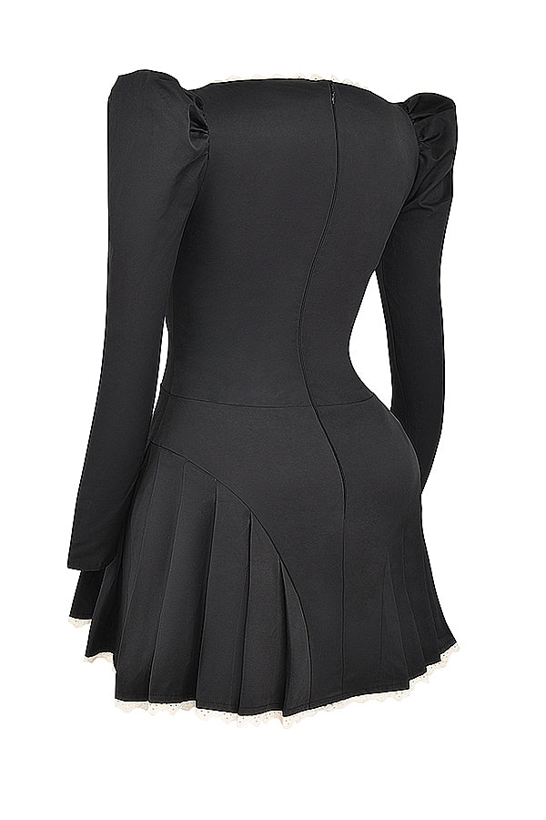 aikergoodAna?s Black and Cream Pleated Mini Dress