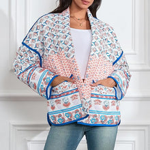 Load image into Gallery viewer, Lapel Printed Patchwork Quilted Thin Jacket