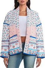 Load image into Gallery viewer, Lapel Printed Patchwork Quilted Thin Jacket