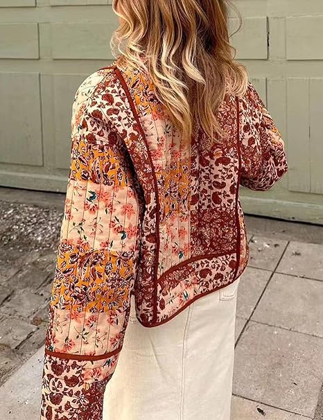 Floral Patchwork Print Drop Shoulder Jacket