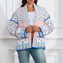 Load image into Gallery viewer, Lapel Printed Patchwork Quilted Thin Jacket