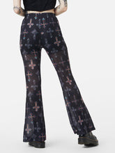 Load image into Gallery viewer, Fun Halloween Printed Mesh Flared Pants