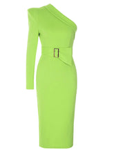 Load image into Gallery viewer, Asymmetrical One-Shoulder Belted Dress