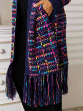 Load image into Gallery viewer, Boho Multicolor Fringe Hem Longline Cardigan