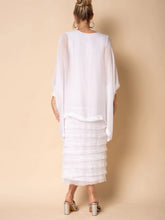 Load image into Gallery viewer, Frayed Trim Tiered Midi Dress