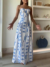 Indlæs billede til gallerivisning Elegant Floral Bandeau Backless Maxi Dress