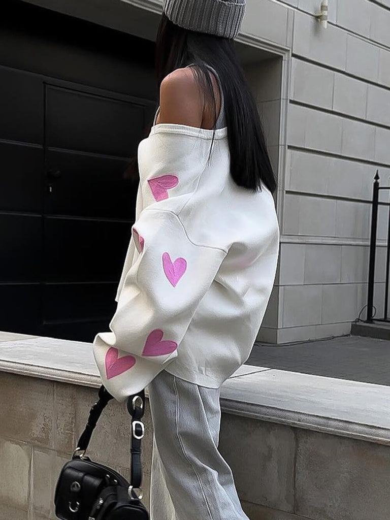 Heart Embroidered Knitted Cardigan