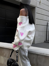 Load image into Gallery viewer, Heart Embroidered Knitted Cardigan