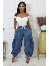 Load image into Gallery viewer, Adjustable Waist Denim Pants