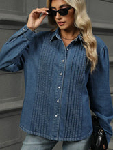 Load image into Gallery viewer, Loose-Fit Washed Denim Long Sleeve Shirt