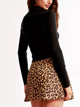 Load image into Gallery viewer, Leopard Mini Skort &amp; Cable Knit Sweater Set