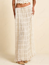 Laden Sie das Bild in den Galerie-Viewer, Charm Pleated Drawstring Waist Tiered Maxi Skirt