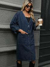 Načíst obrázek do prohlížeče Galerie, Washed Denim Long Coat Trench Jacket