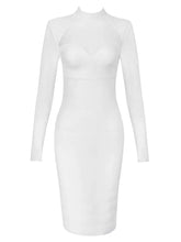 Load image into Gallery viewer, Mesh Panel Long-Sleeve Bandage Dress