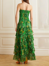 Laden Sie das Bild in den Galerie-Viewer, Strapless Layered Bandeau Floral Print Maxi Dress