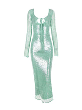 Laden Sie das Bild in den Galerie-Viewer, High-End V-Neck Sexy Sequined Slit Maxi Dress