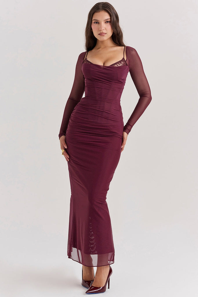 aikergood Rouge Off the Shoulder Maxi Dress