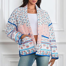 Load image into Gallery viewer, Lapel Printed Patchwork Quilted Thin Jacket