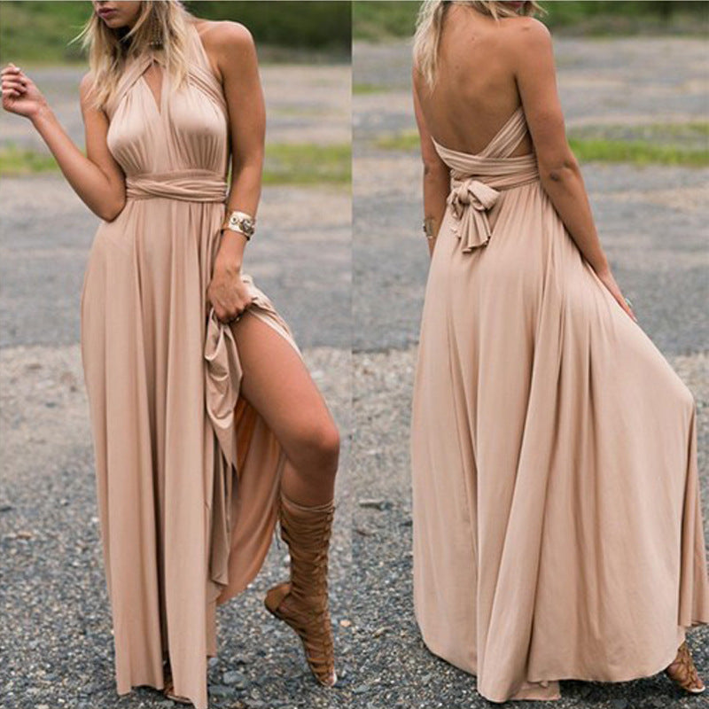 New multi-wear Fado rope cross backless sexy bandage dress long skirt dress