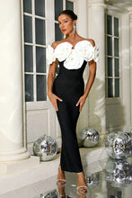 Load image into Gallery viewer, aikergood Anna&#39;s Strapless Flower Adorned Midi Dress