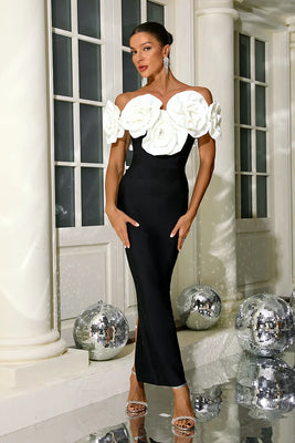 aikergood Anna's Strapless Flower Adorned Midi Dress