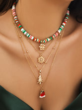 Laden Sie das Bild in den Galerie-Viewer, 4Pcs Christmas Tree Snowflake Bells Ceramic Necklace