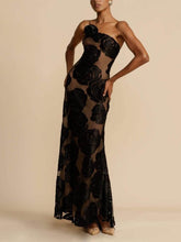 Load image into Gallery viewer, Rose Flower Three-Dimensional Burnt Flower Maxi Dress