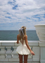 Load image into Gallery viewer, aikergood  Ibiza White Bubble Hem Lace Up Halterneck Corset