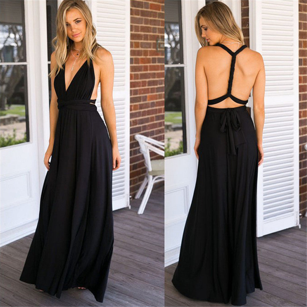 New multi-wear Fado rope cross backless sexy bandage dress long skirt dress