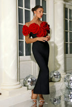 Load image into Gallery viewer, aikergood Anna&#39;s Strapless Flower Adorned Midi Dress