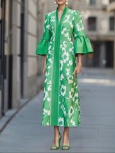 Load image into Gallery viewer, Bell Sleeve Loose Floral Print Side Slit Maxi Dress