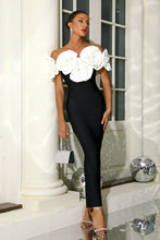 Load image into Gallery viewer, aikergood Anna&#39;s Strapless Flower Adorned Midi Dress