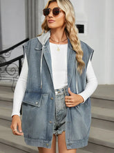 Načíst obrázek do prohlížeče Galerie, Washed Loose Pocket Hooded Denim Vest