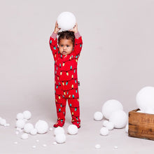 Charger l&#39;image dans la galerie, Ensemble de pyjama assorti à capuche avec ampoule de Noël rouge 