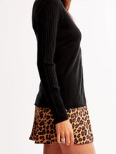 Load image into Gallery viewer, Leopard Mini Skort &amp; Cable Knit Sweater Set