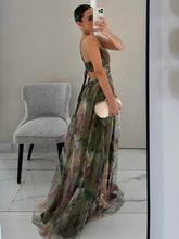 Load image into Gallery viewer, Elegant Painted Floral Print V-Neck A-Line Maxi Dress