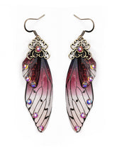 Load image into Gallery viewer, Butterfly Wing Purple Rhinestone Cicada Wing Crystal Earrings