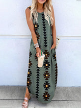 Carica l&#39;immagine nel visualizzatore di Gallery, Celina Geometric Hippie Print Pocketed Knit Maxi Dress