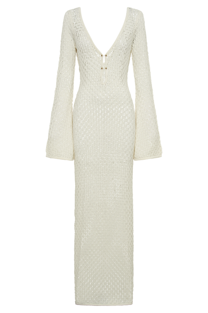 aikergood Augusta Crochet Fishtail Flare Sleeve Maxi Dress
