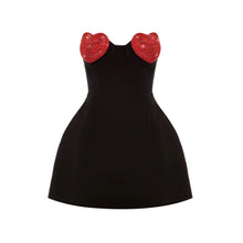 Načíst obrázek do prohlížeče Galerie, aikergood Cupid&#39;s Arrow Red Crystal Heart Mini Dress