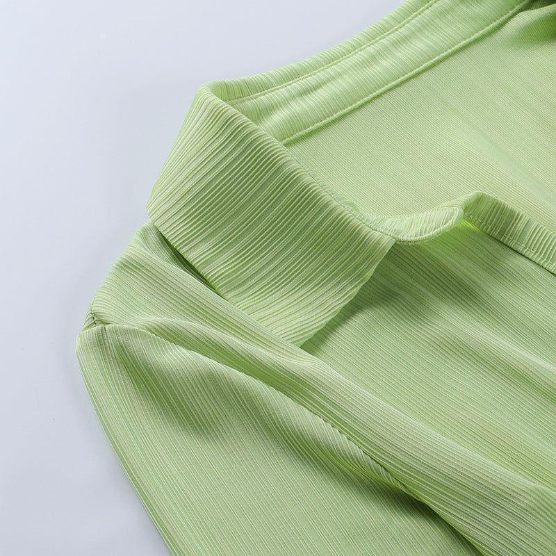 aikergoodOph¨¦lie Ribbed Plunging V Long Sleeve Mini Dress