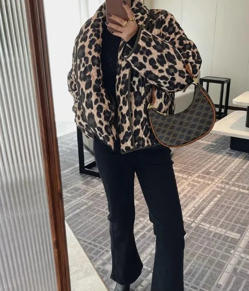 Leopard Print Quilted Jacket