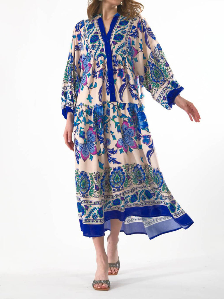 The Bohemian Bloom-Long Sleeve Maxi Dress