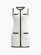 Load image into Gallery viewer, Multi Pocket Button Sleeveless Short Sweater Dress